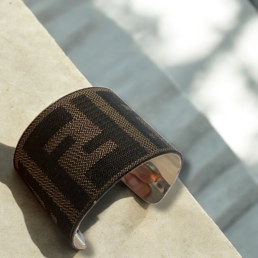 Repurposed cuff bracelet from authentic FENDI bag